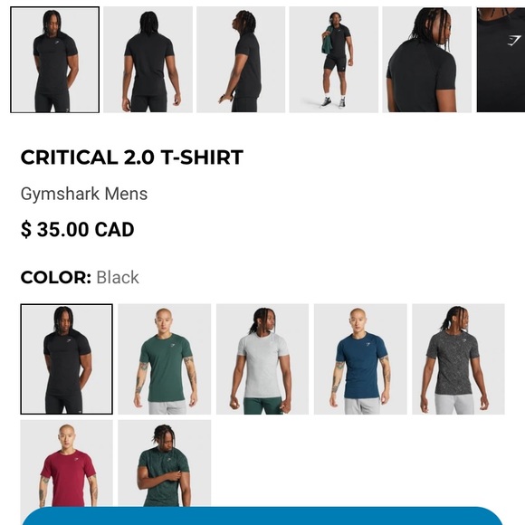 Gymshark Critical 2.0 T-Shirt - Black - Picture 2 of 5
